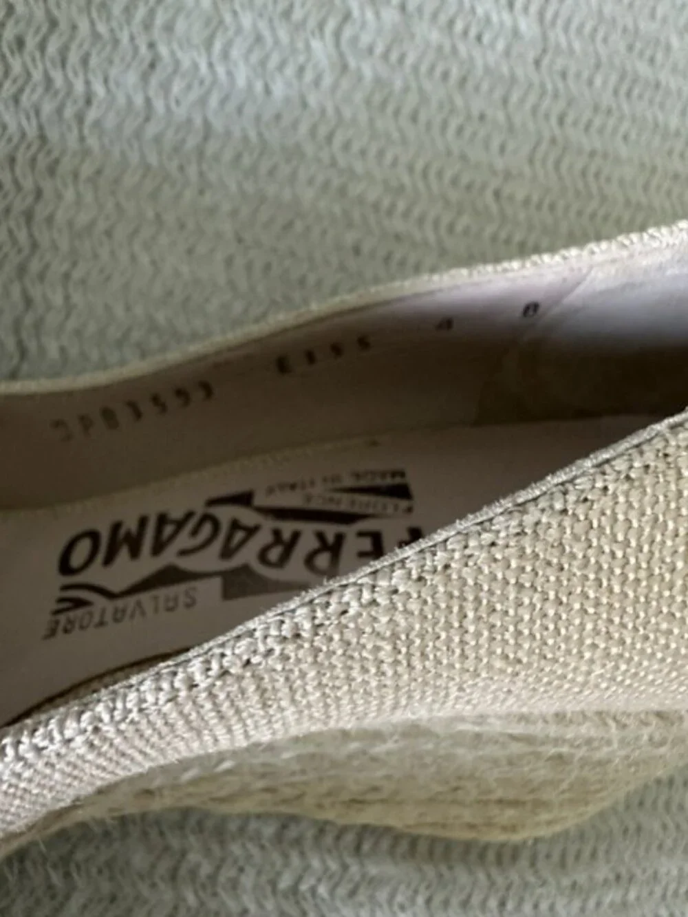 Brand New Women's Size 4B Salvatore Ferragamo Beige Wedge Shoes